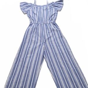 Bebe girls blue and white striped girls romper